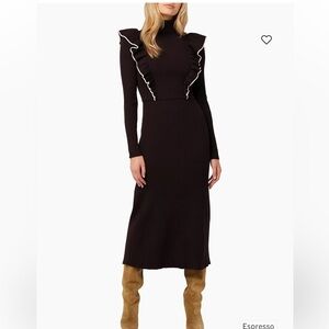 Joe's Jeans x Andrea's Lookbook Ryder Turtleneck Espresso Brown Wool Midi-Dress